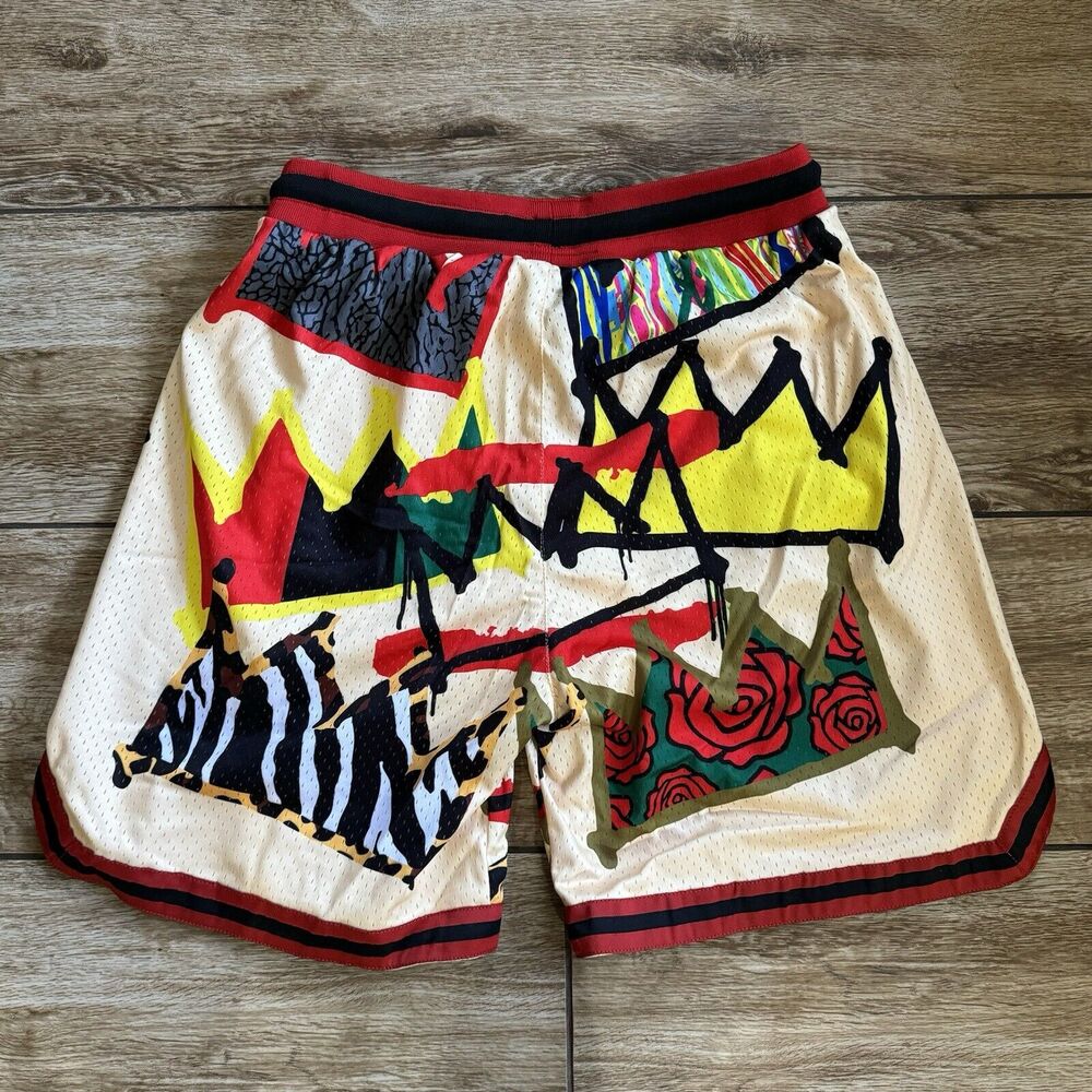 Crown Print Athletic Ball Shorts Men's Multicolor Large Historian Threads - Picture 3 of 9